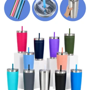25 Termos De 20 Oz Vacuun Mayoreo Acero Inoxidable Popote