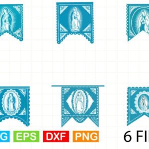 Papel Picado SVG Bundle Virgen de Guadalupe