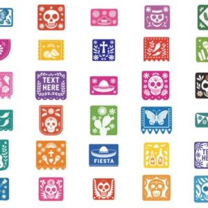 Papel Picado Svg, Papel Picado Bundle 30 diseños